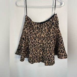 Free People flared Black and Tan leopard Print mini Skirt, size 6